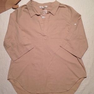 New Boston Proper Tunic Top Shirt High-low 3/4 Slv